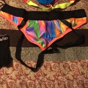 Rainbow glow in dark jockstrap
